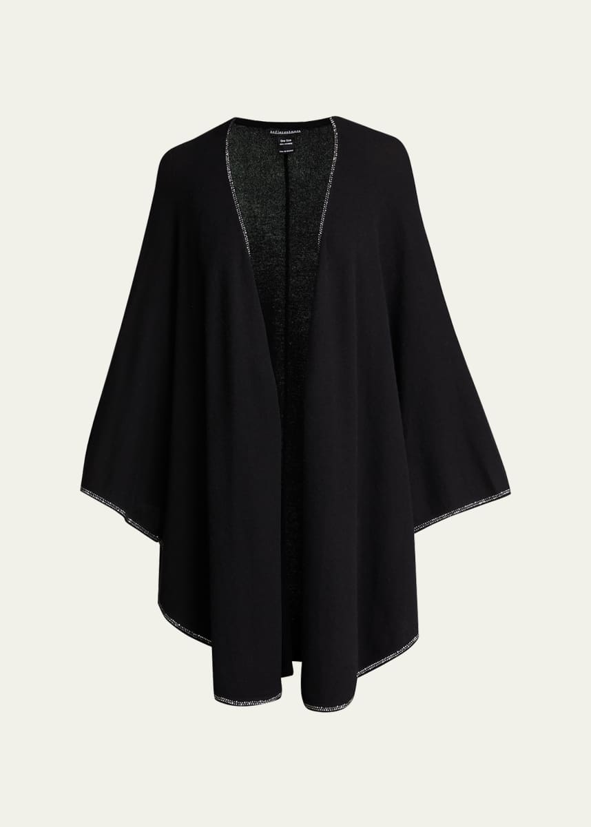Sofia Cashmere Jersey-Knit Cashmere Cape with Stone Placket