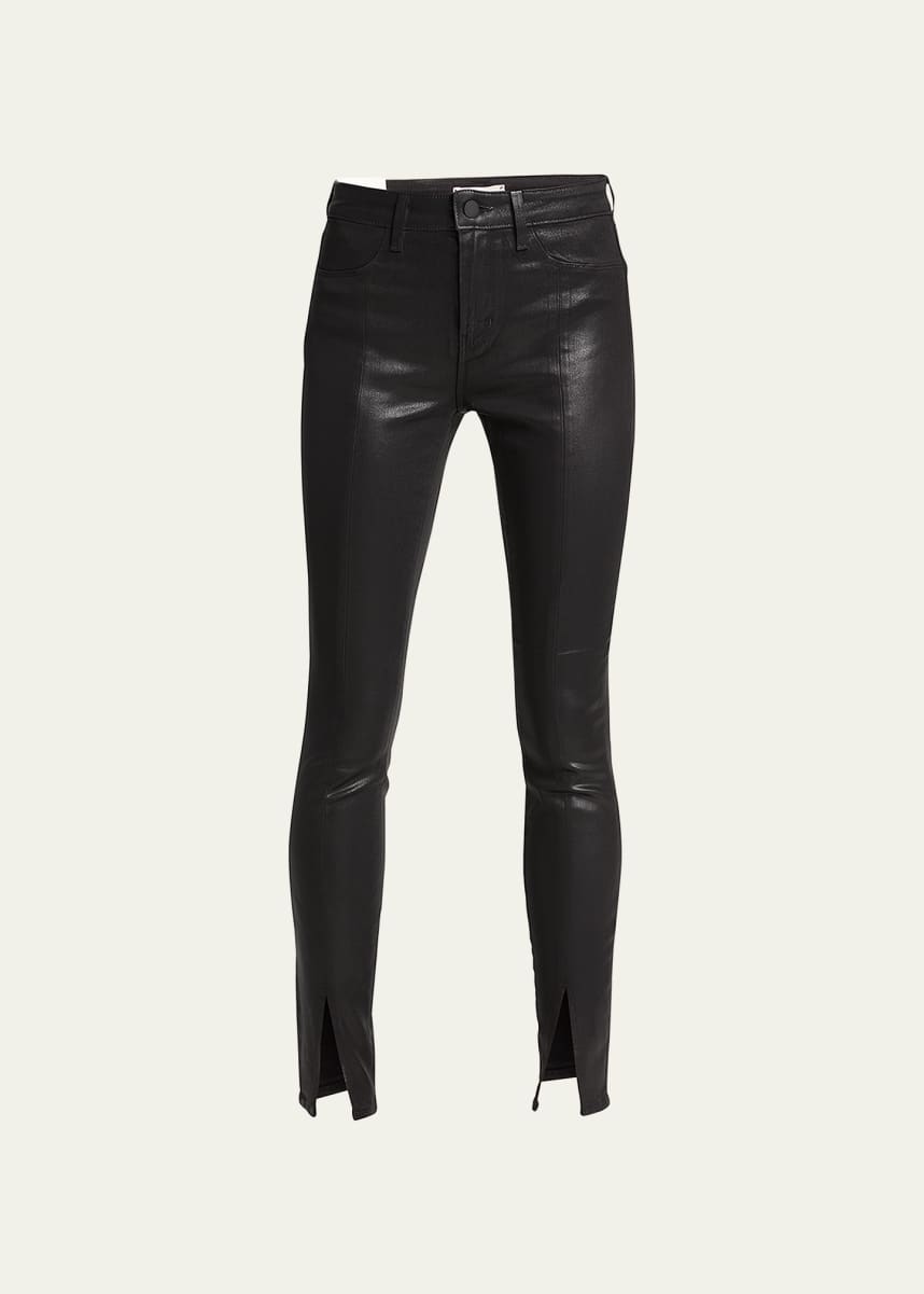 J Brand Maria Skinny FAUX Leather Coated Jeans Galactic Black Size 26 -   Canada