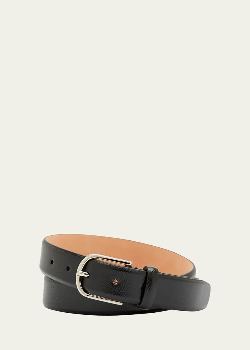 Simonnot Godard Men's Saffiano Leather Belt, 30mm
