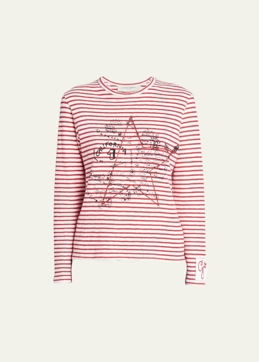 Golden Goose Striped Long-Sleeve T-Shirt w/ Embroidery
