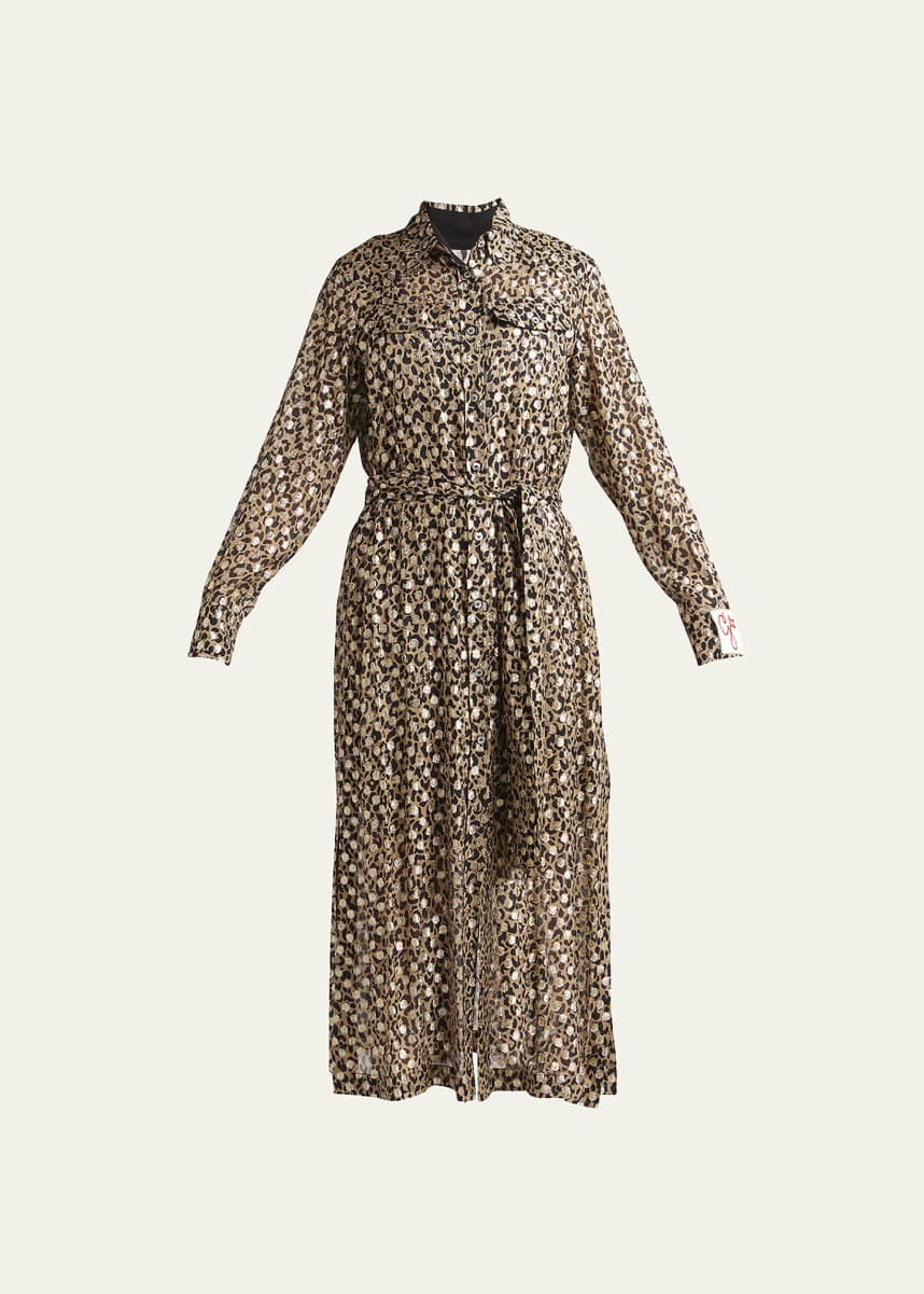 Golden Goose Leopard-Print Fil Coupe Shirtdress