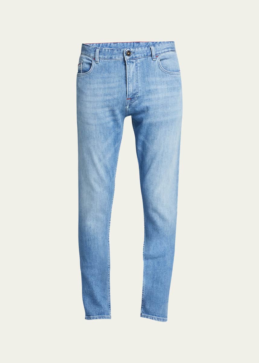 Isaia Men's Barchetta Light-Wash Jeans