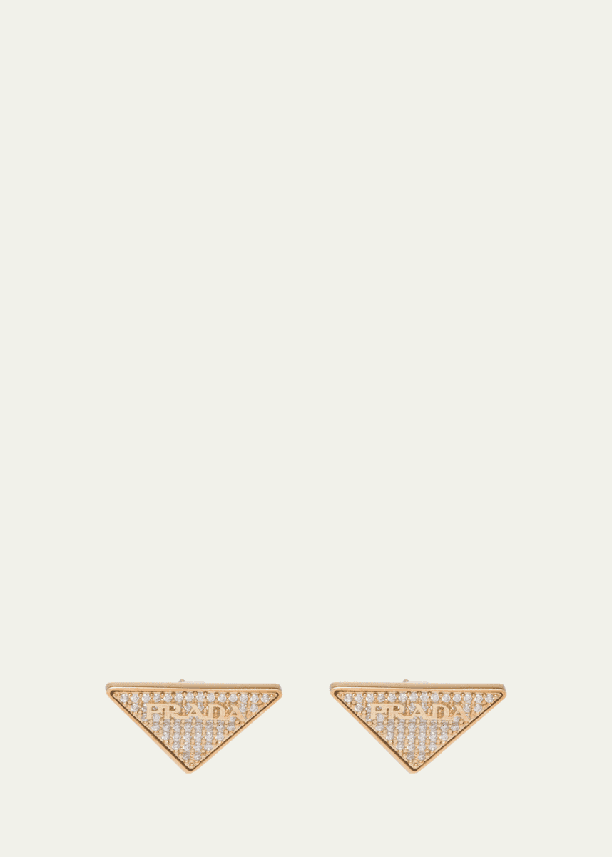 Prada Crystal Logo Symbole Stud Earrings
