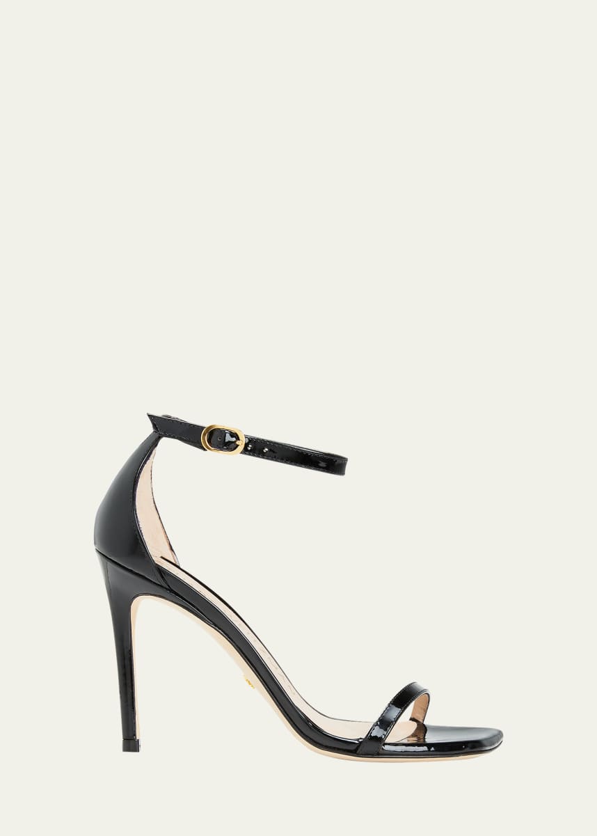Stuart Weitzman Nudistcurve Patent Ankle-Strap Sandals