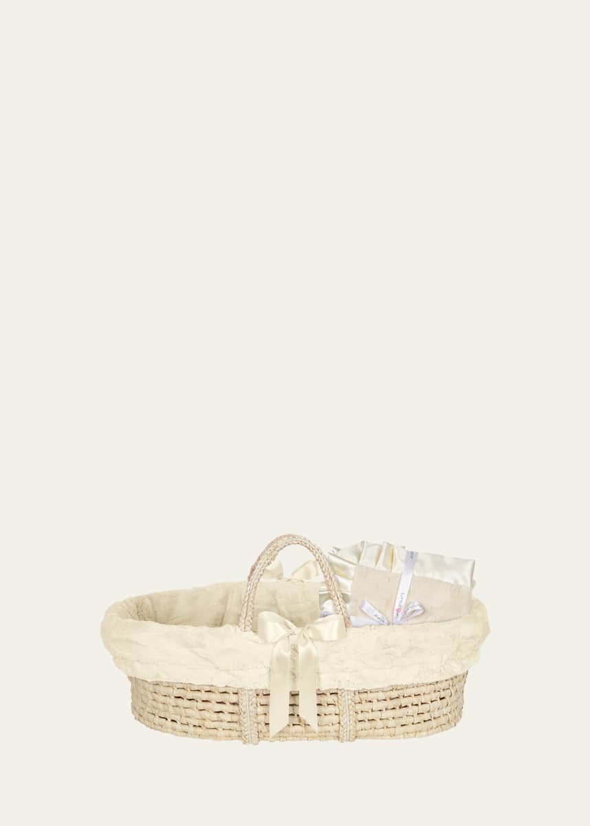 Little Scoops Ivory Receiving Blanket And Basket Set