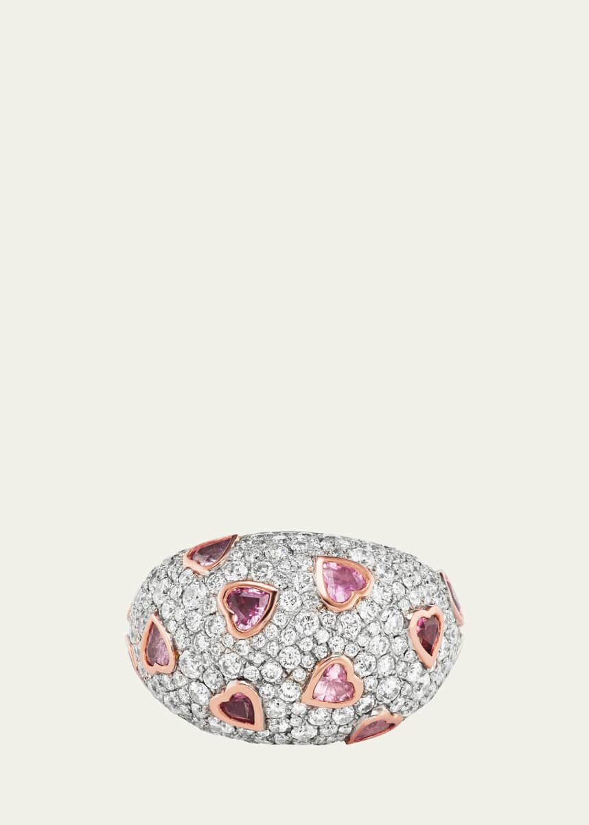 Emily P. Wheeler 18K Rose Gold Sparkle Dome Statement Ring with Diamonds and Sapphires