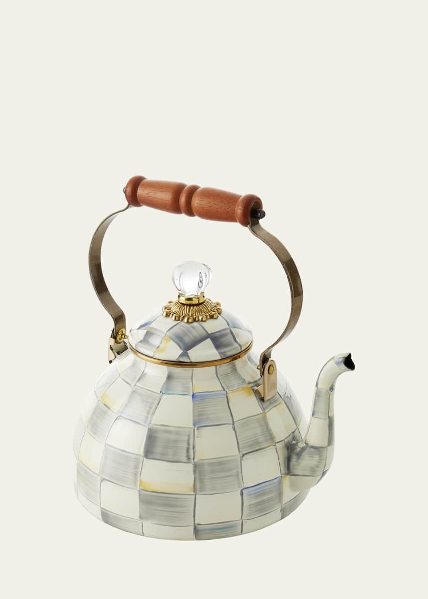 MacKenzie-Childs Sterling Check Tea Kettle, 3qt.