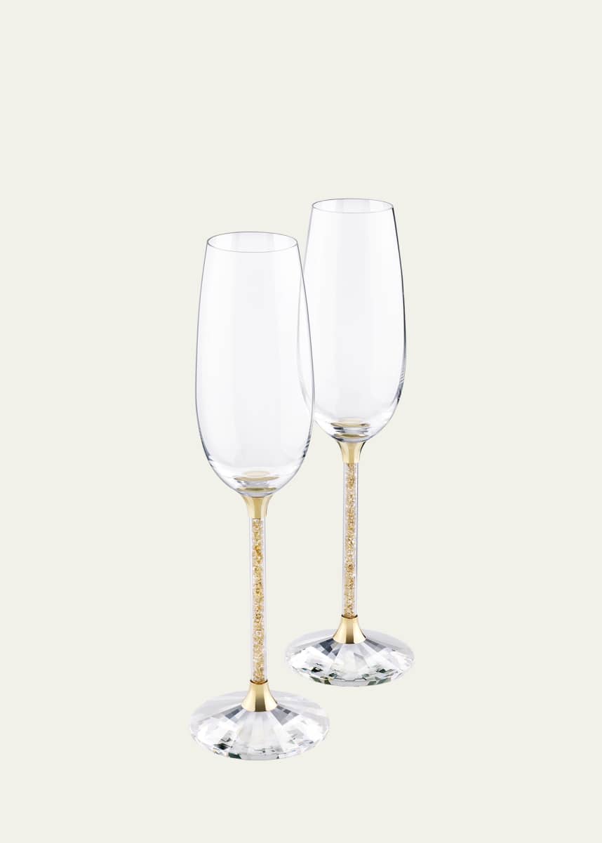 SWAROVSKI Crystalline Gold-Tone Toasting Flutes, Set of 2