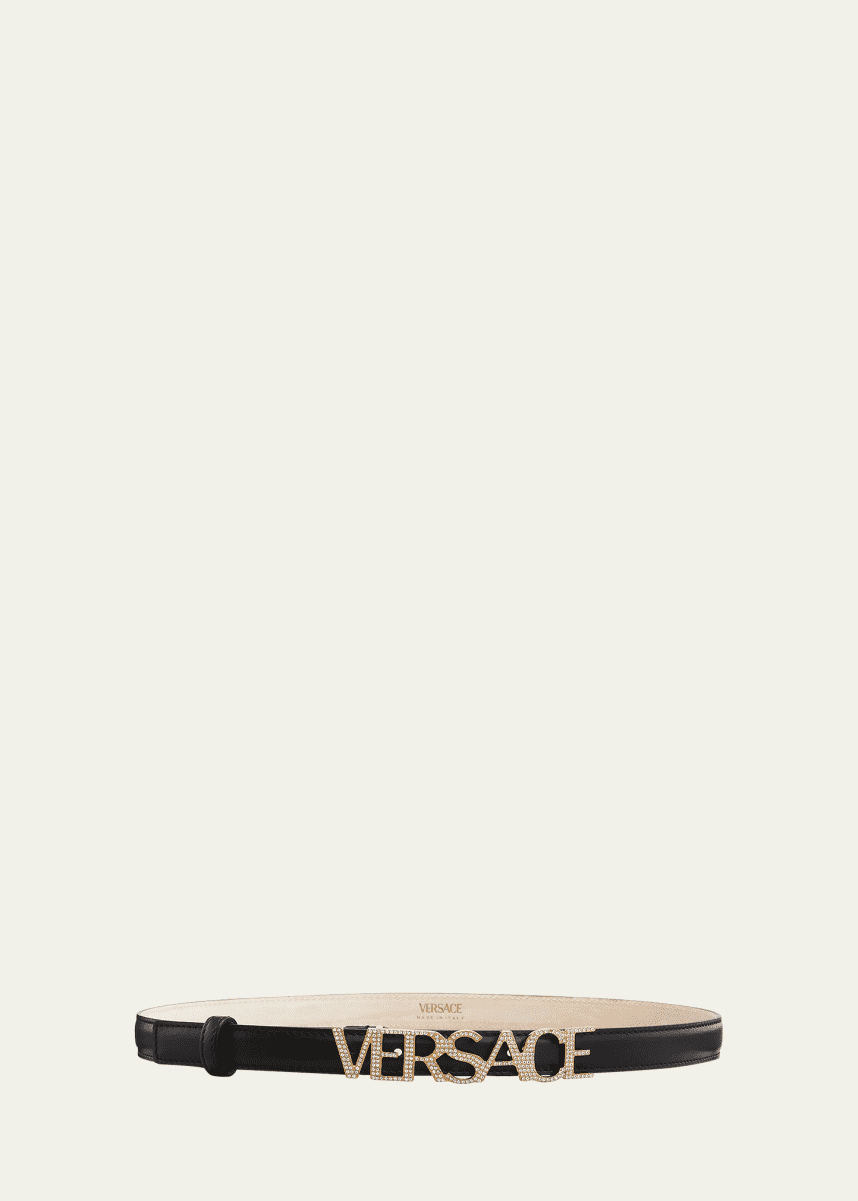 Versace Logo-Embellished Skinny Belt