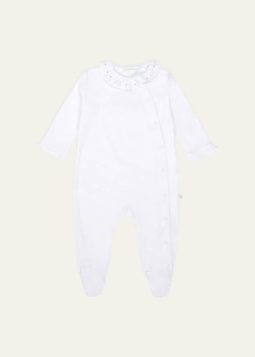 Marie Chantal Girl's Pima Cotton Silver Angel Wing Sleepsuit, Size Newborn-18M
