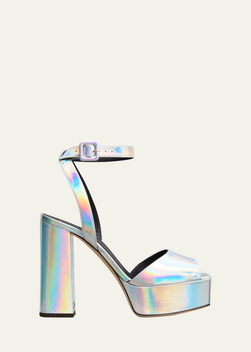 Giuseppe Zanotti Metropolis Metallic Ankle-Strap Platform Sandals