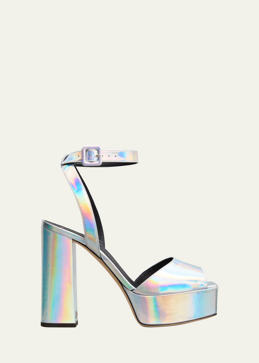 Giuseppe Zanotti Metropolis Metallic Ankle-Strap Platform Sandals