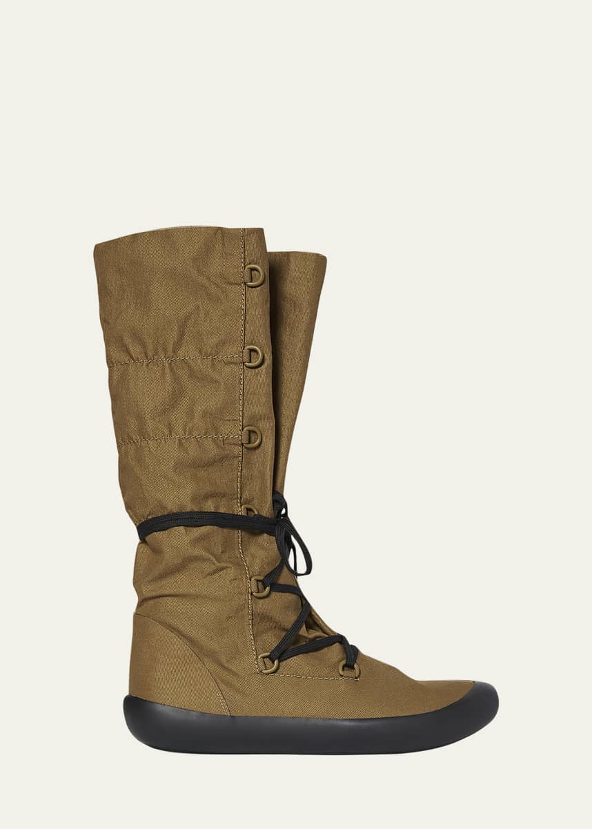 THE ROW Banana Nylon Lace-Up Mid Boots