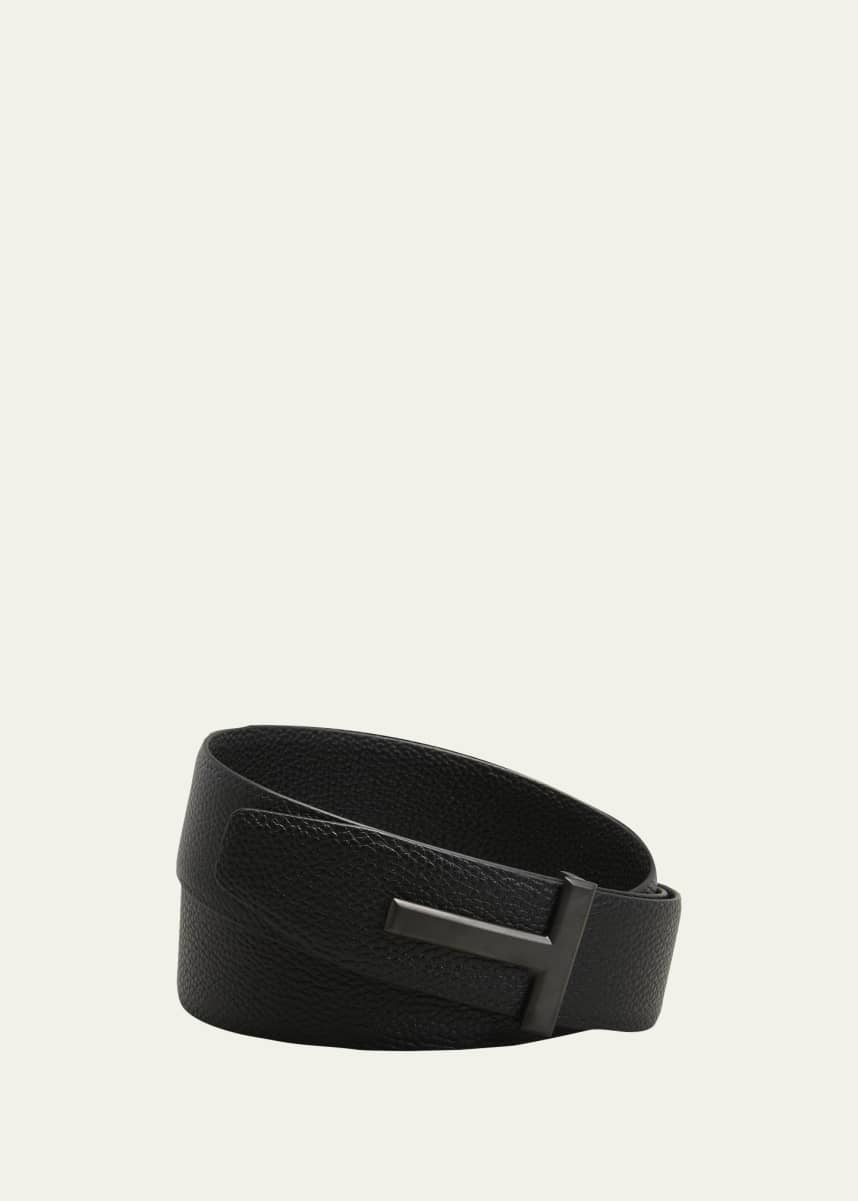 TOM FORD Men's Reversible T-Buckle Leather Belt, 40mm
