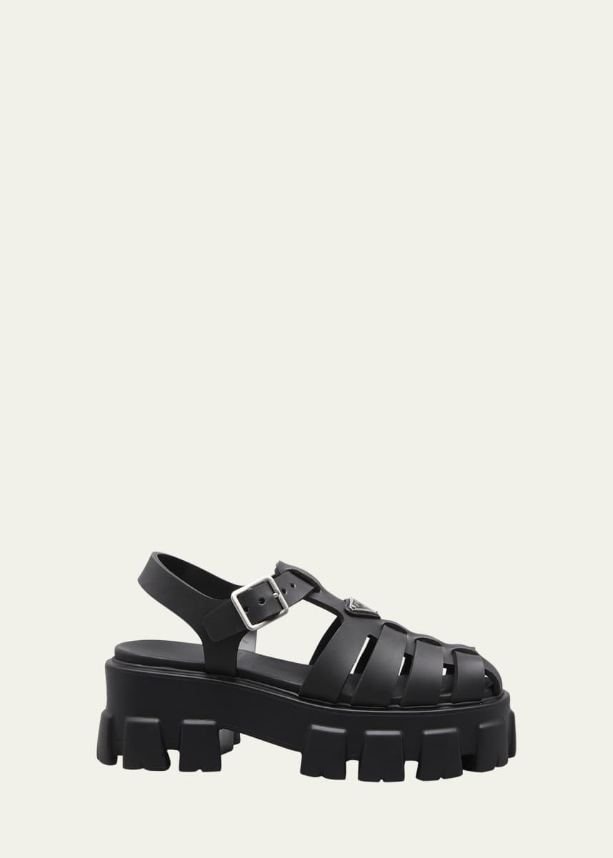 Prada Rubber Logo Chunky-Sole Fisherman Sandals