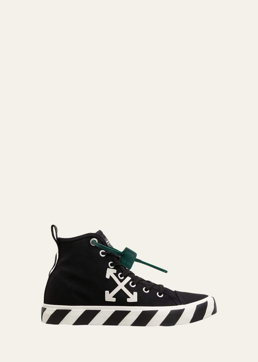 Off-White Men's Arrow Striped Canvas Mid-Top Sneakers