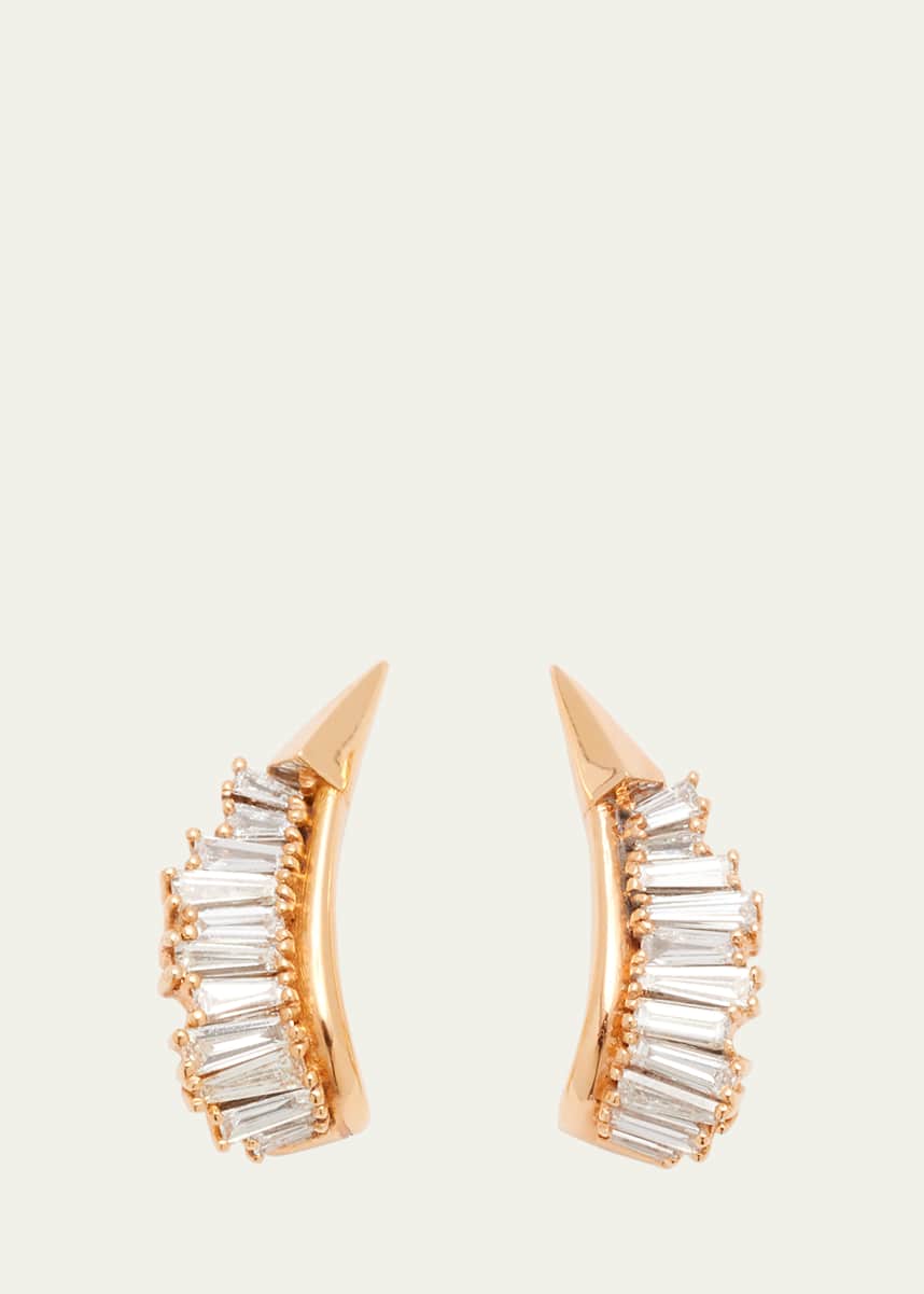 Nak Armstrong Ruched Ear Clips with White Diamonds and 20K Recycled Rose Gold