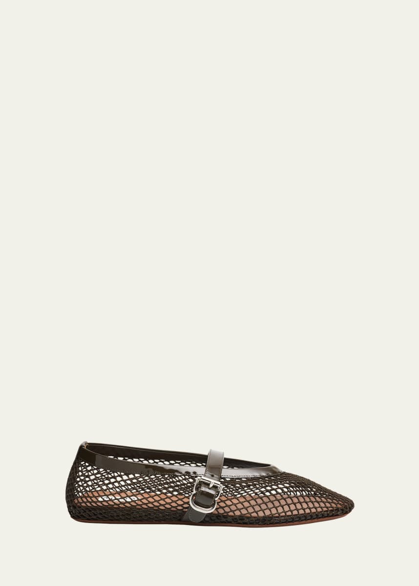 ALAIA Mesh Mary Jane Ballerina Flats