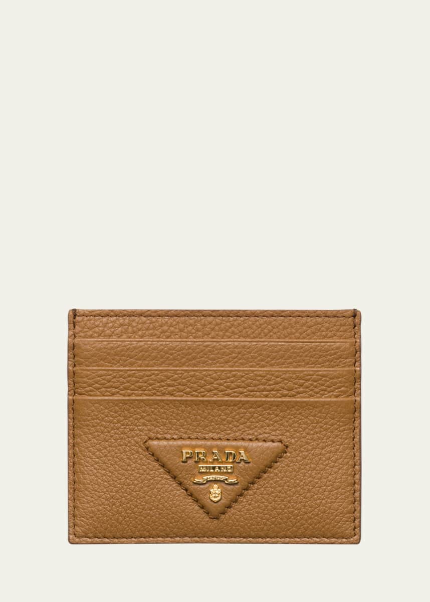 Prada Triangle Logo Leather Card Holder