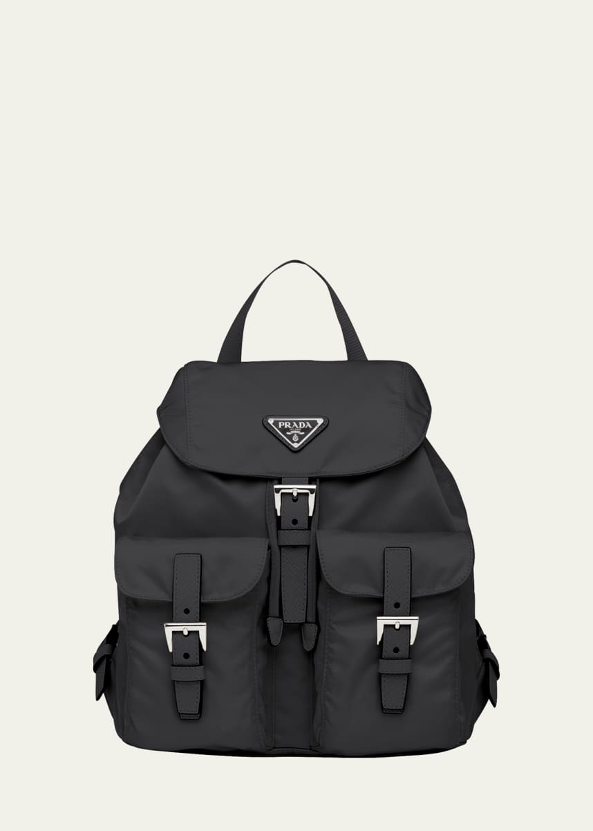 Prada Small Buckle Flap Nylon Backpack