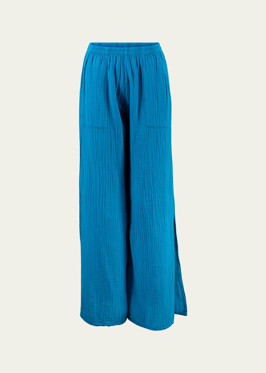 Everyday Ritual Riley Slit Wide-Leg Cotton Gauze Pants