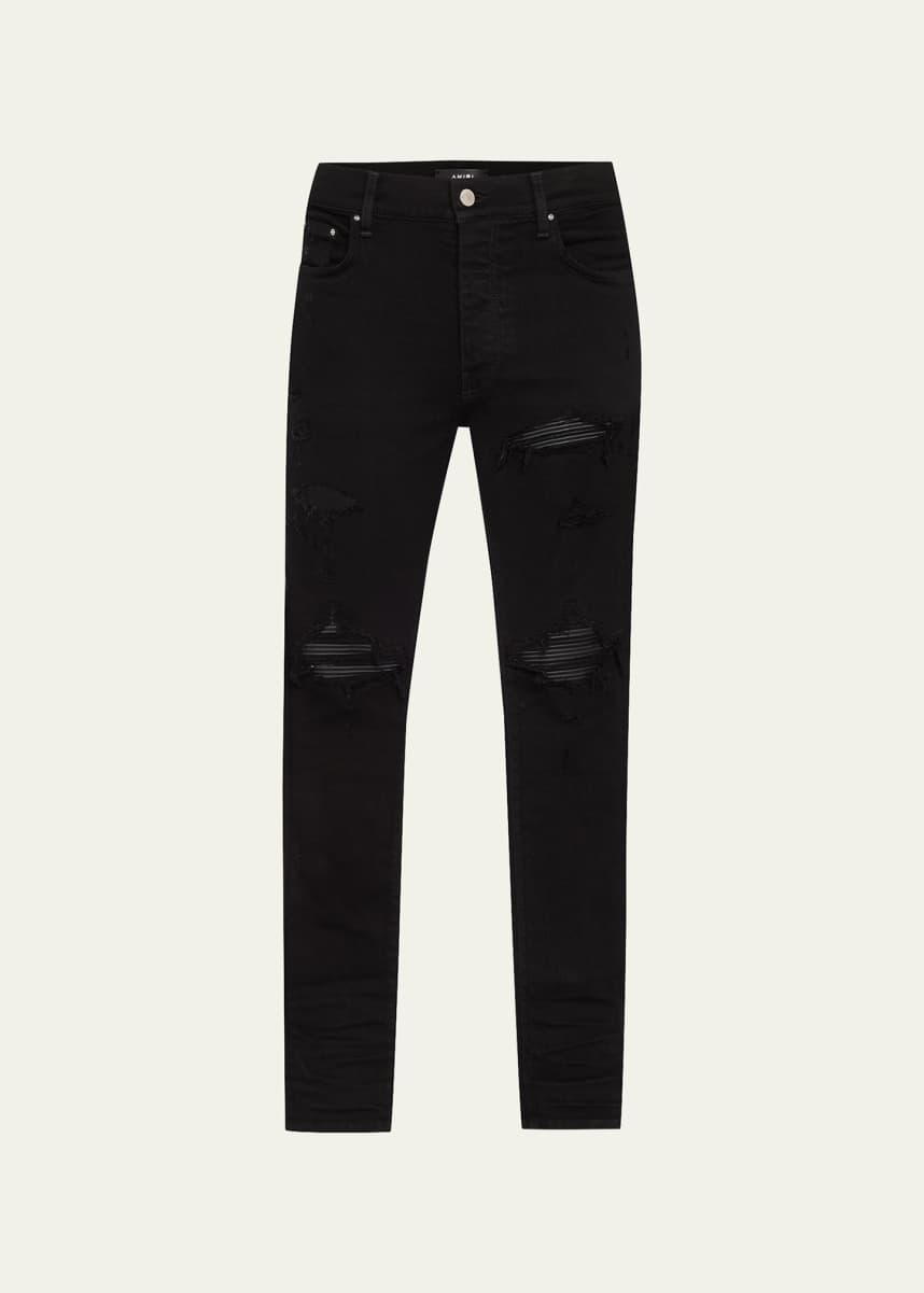 Men's P001 Black Resin Skinny Jeans
