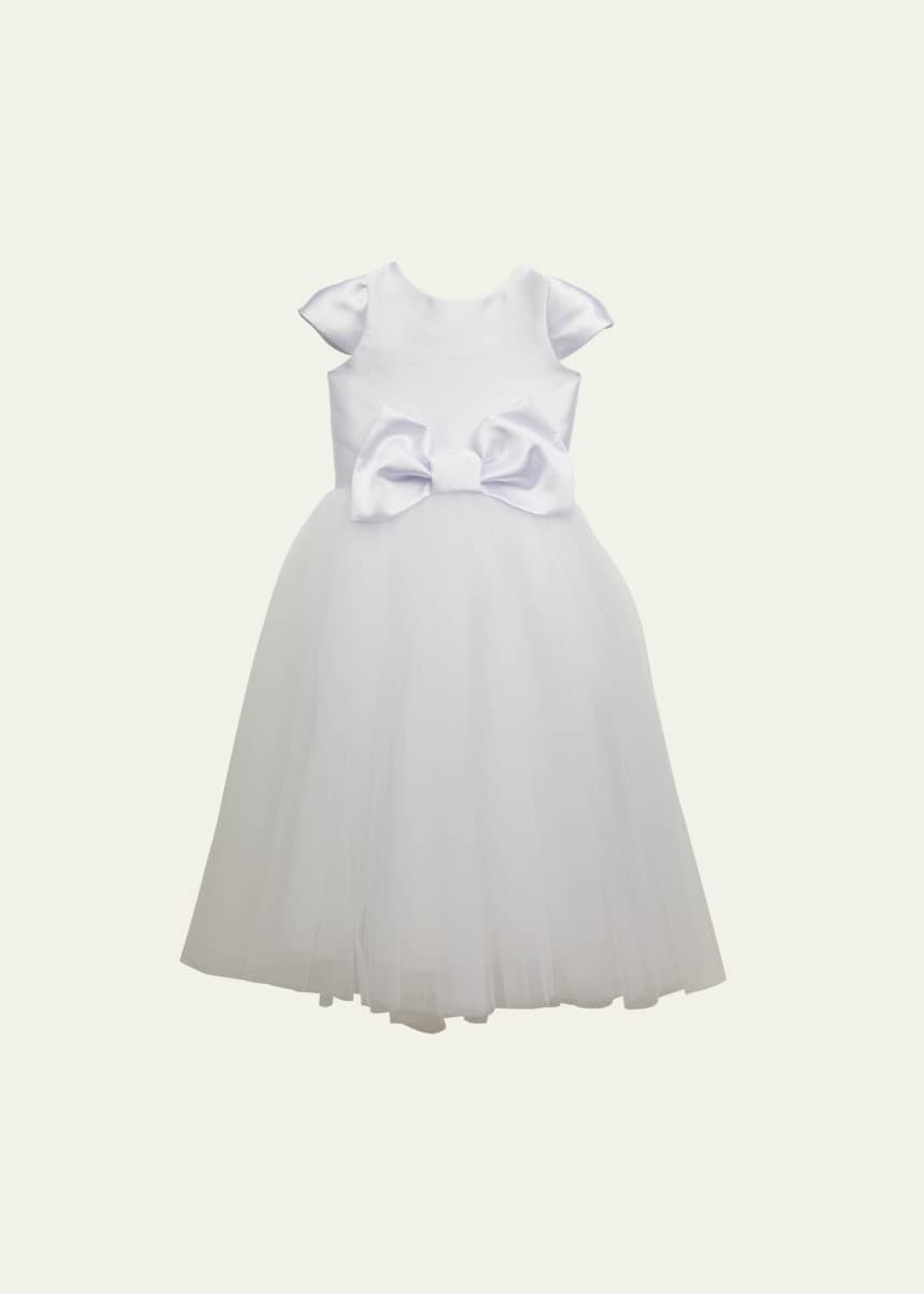 White Label by Zoe Girl's Elizabeth Satin Bow Tulle Dress, Size 2-12