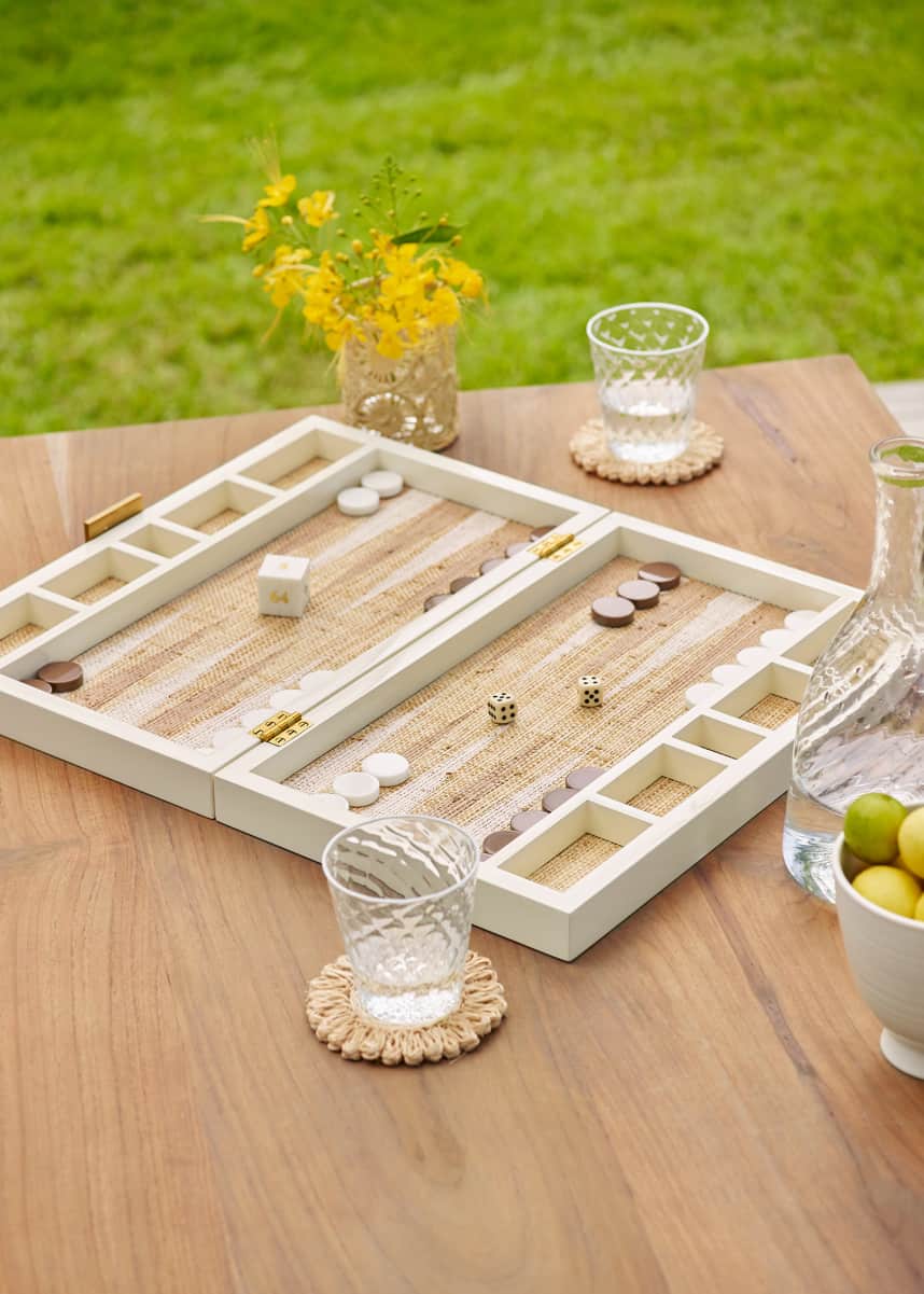 AERIN Lacquer Raffia Backgammon Set