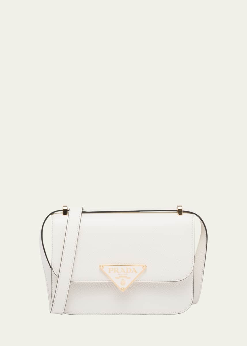 Prada Triangle Logo Flap Leather Crossbody Bag