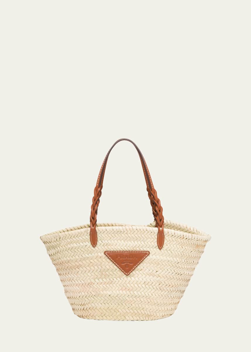 Prada Woven Straw Basket Tote Bag