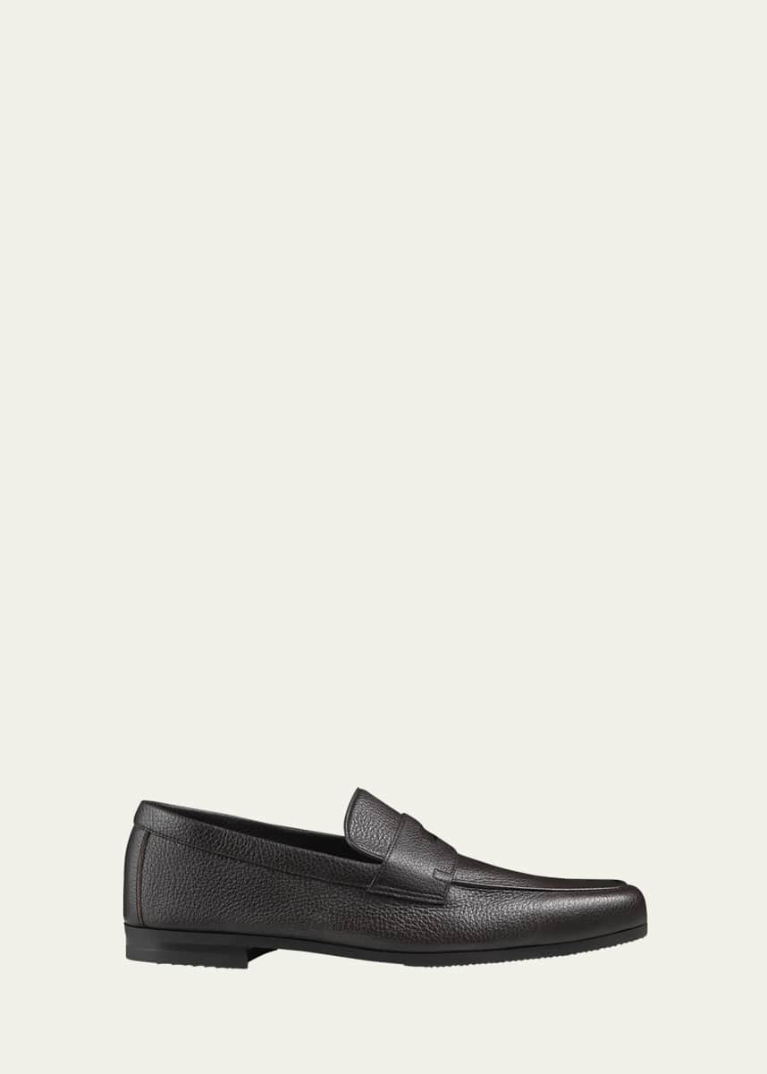 John Lobb Men's Thorne Soft Textured Leather Penny Loafers