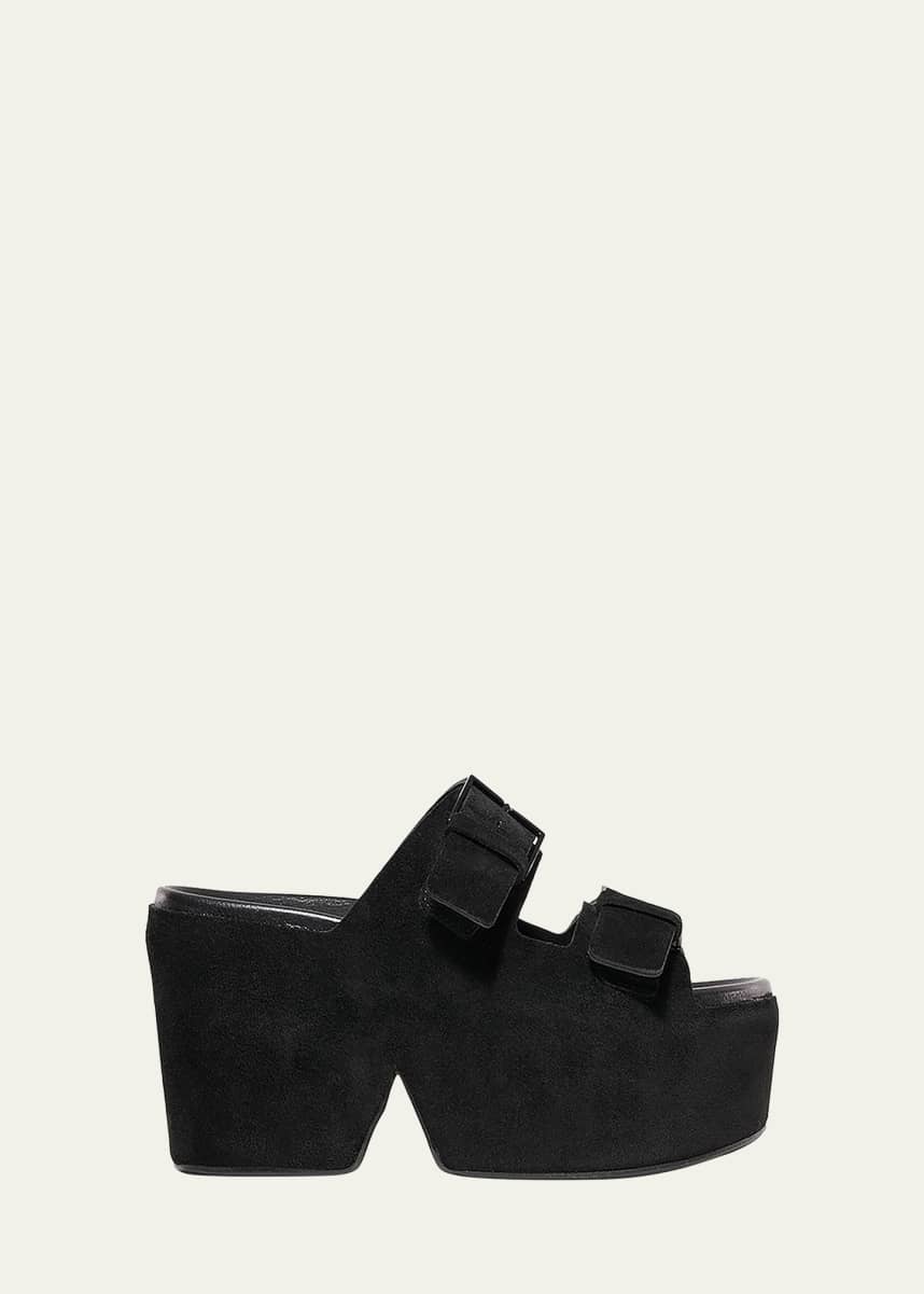 Clergerie Paris Esme Suede Dual-Buckle Platform Sandals