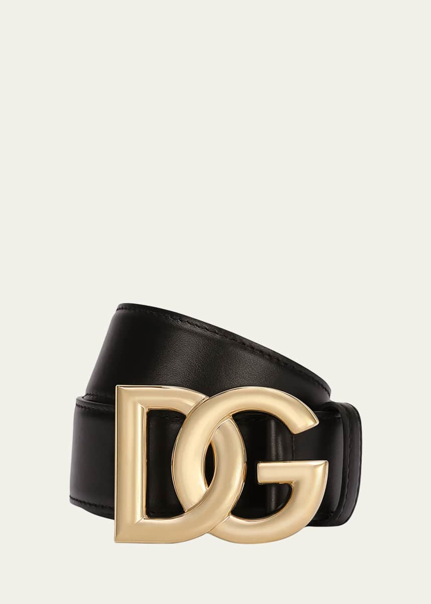 Dolce&Gabbana DG Logo Buckle Leather Belt
