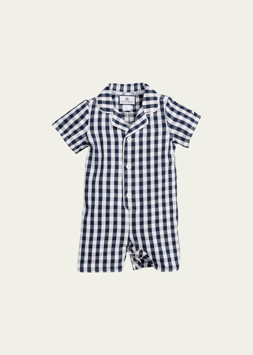 Petite Plume Girl's Gingham Check Romper, Size Newborn-24M