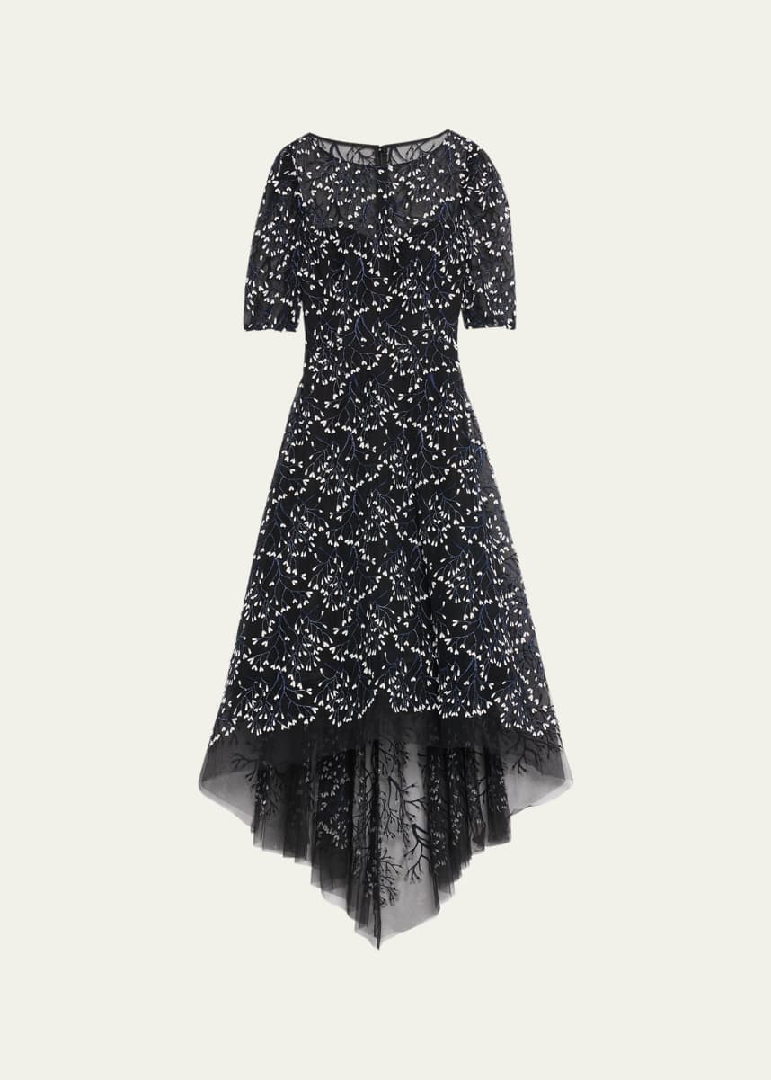 Rickie Freeman for Teri Jon 3D Lace High-Low Cocktail Dress