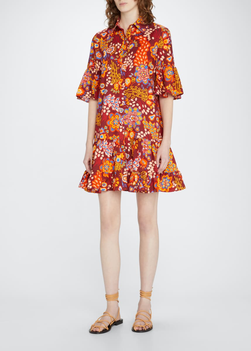 素晴らしい品質 DoubleJ La ラダブルジェー レディース ワンピース ラダブルジェー DoubleJ La レディース Black dress mini poplin cotton-blend floral-print 24/7 ワンピース・ドレス ミニ丈 ワンピース - ワンピース、チュニック