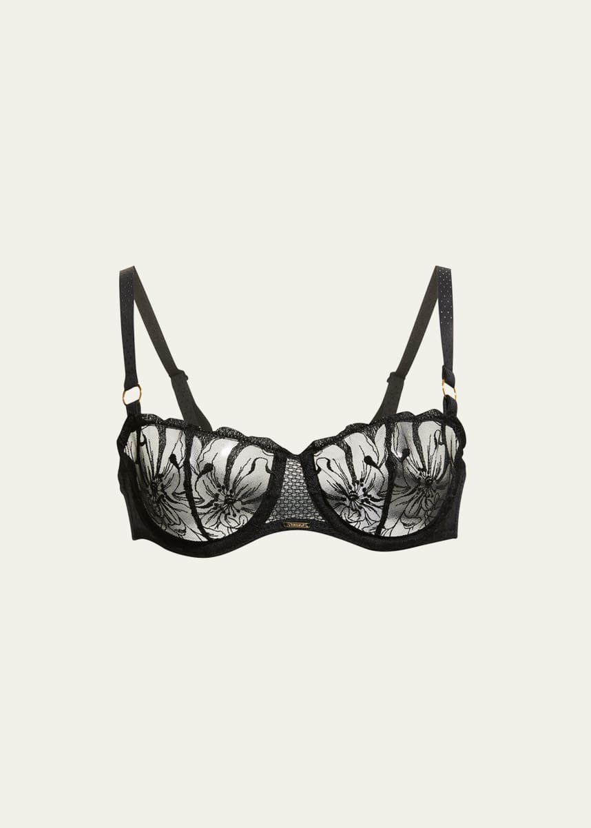 Chantelle Fleur Floral-Embroidered Scalloped Demi Bra