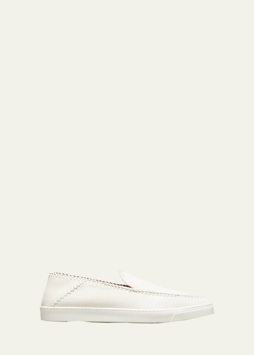 Giorgio Armani Men's Woven Leather Slip-On Sneakers
