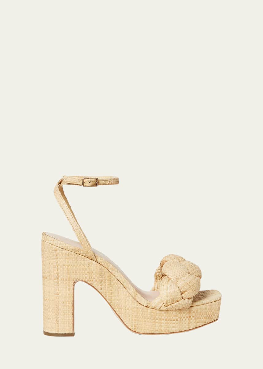 Loeffler Randall Braided Raffia Ankle-Strap Sandals