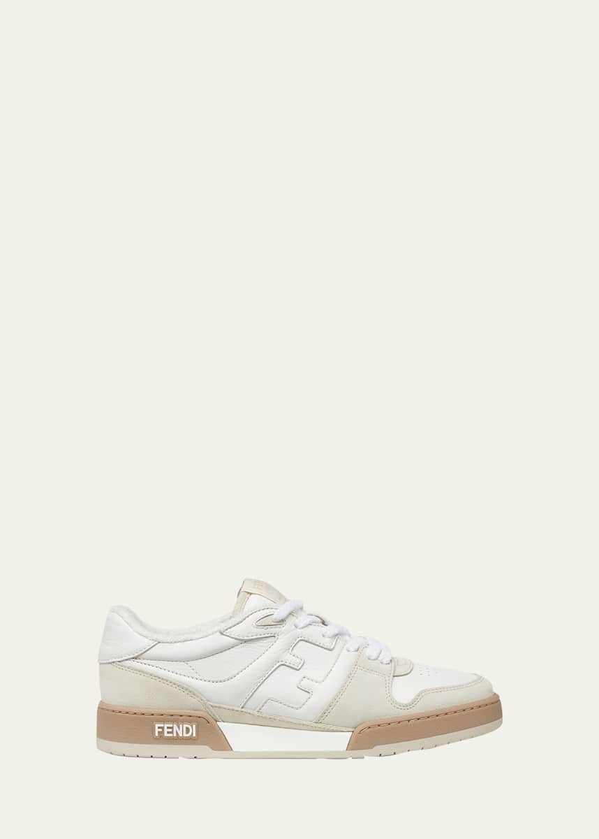 Fendi Men's Match Leather FF-Logo Low-Top Sneakers