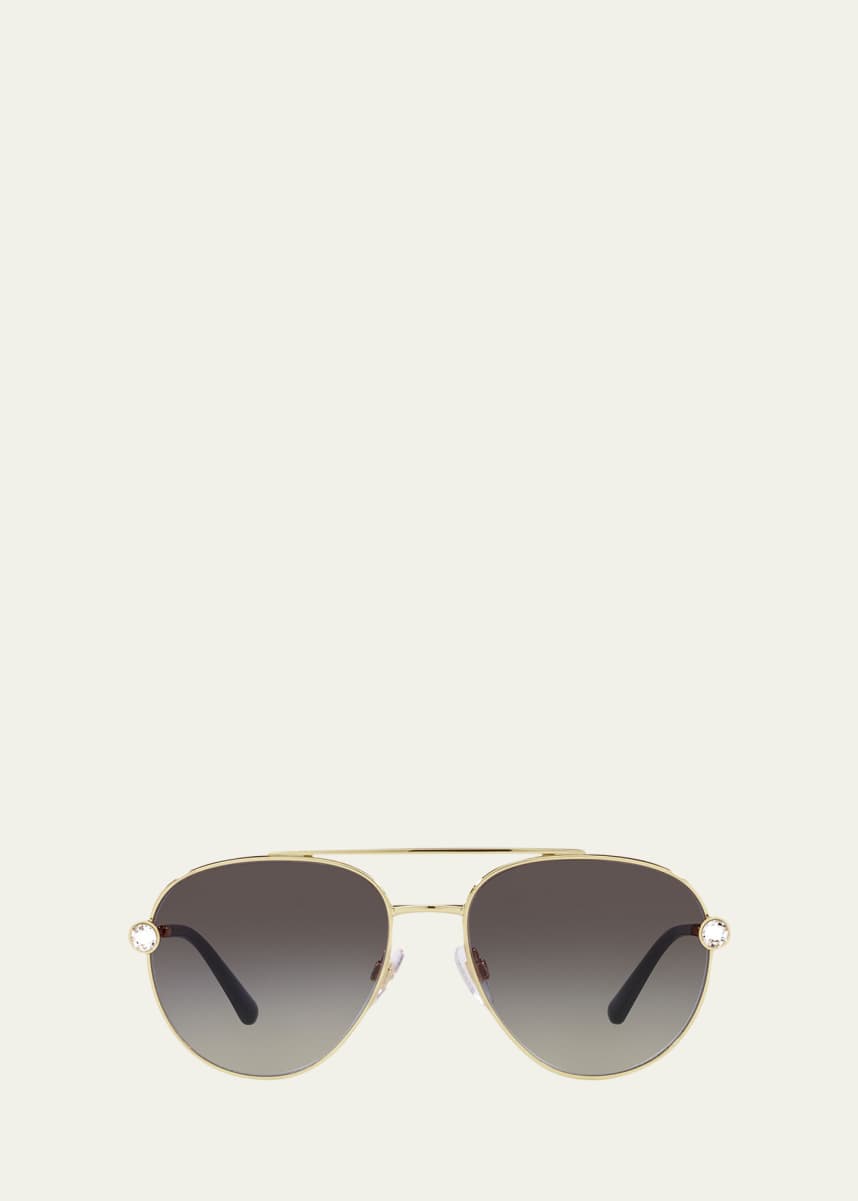 Dolce&Gabbana Crystal Metal Aviator Sunglasses
