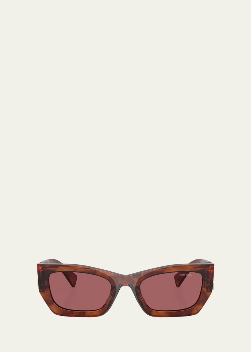 Miu Miu Logo Rectangle Acetate Sunglasses