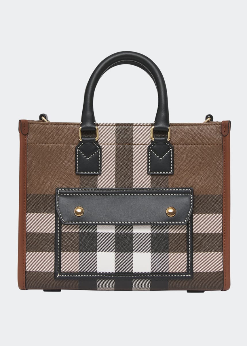 Burberry Freya E-Canvas Check Tote Bag