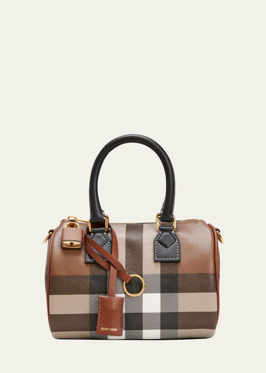 Burberry Check E-Canvas Bowling Top-Handle Bag