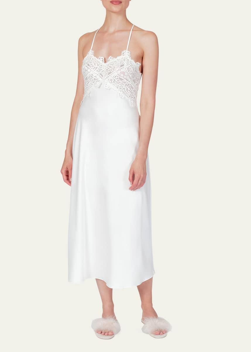 Rya Collection Rosey Lace-Front Sheer-Racerback Nightgown