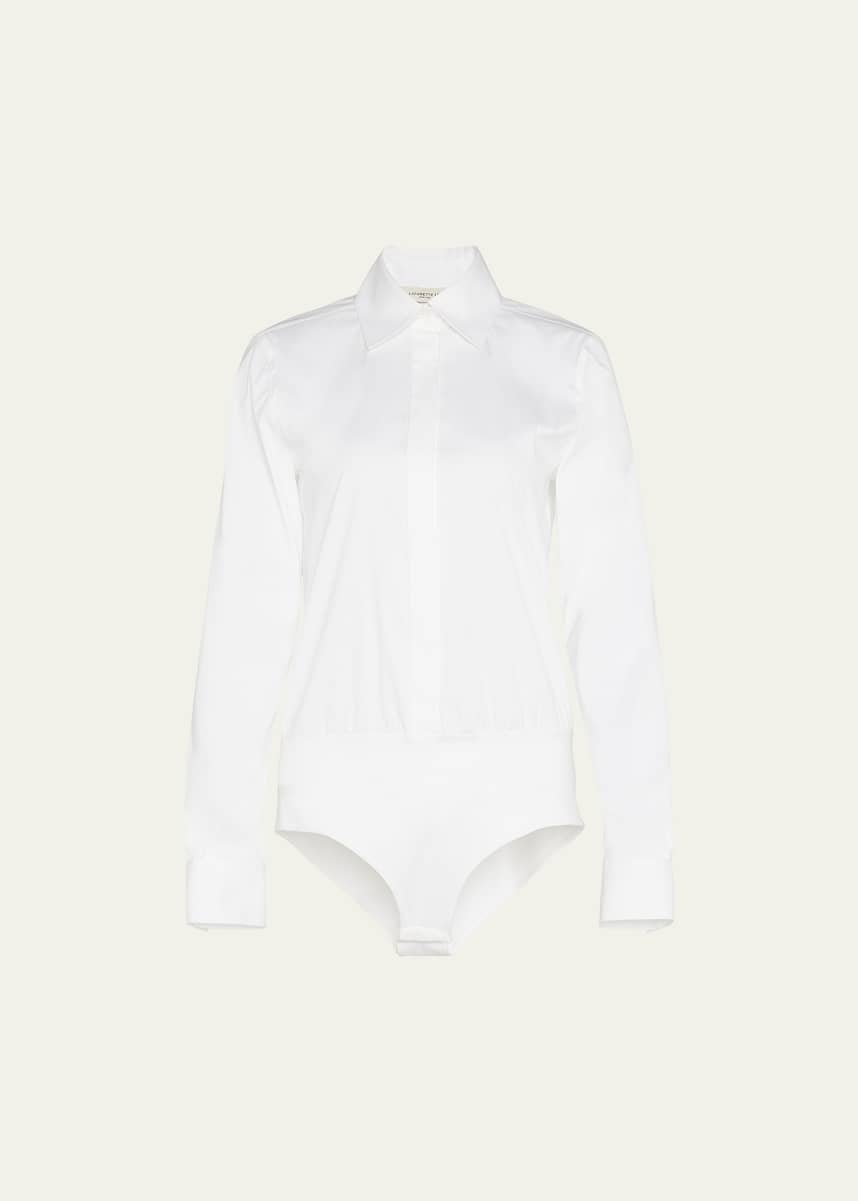 Lafayette 148 New York Button-Down Long-Sleeve Bodysuit