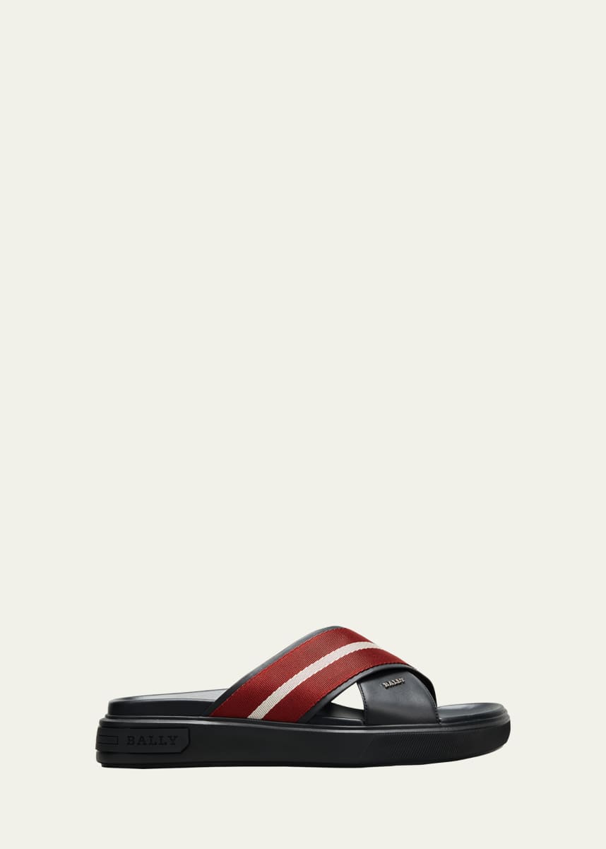 Christian Louboutin Loubi Cross Rubber Slides in Red for Men