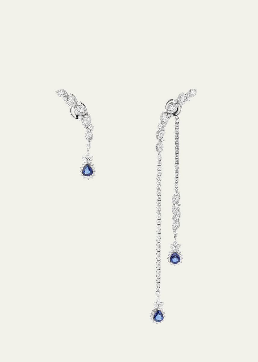 Yeprem Diamond and Sapphire Asymmetrical Drop Earrings