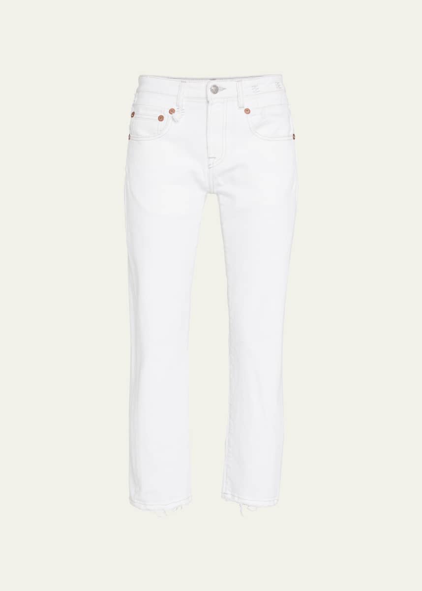 R13 Boy Straight Cropped Frayed Hem Jeans