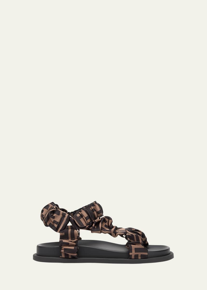 Fendi Ruched Logo Hiking Sporty Sandals